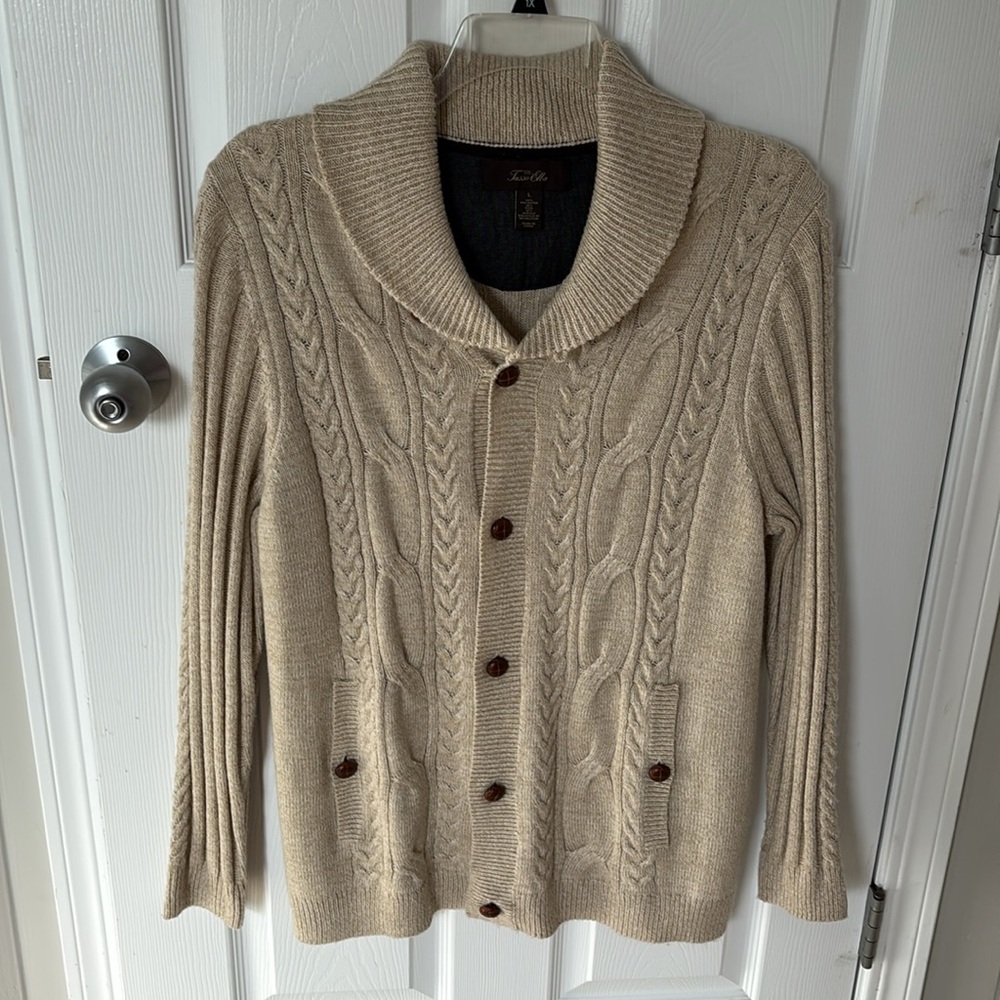 Tasso Elba Long Sleeve Beige Cardigan-NWOT